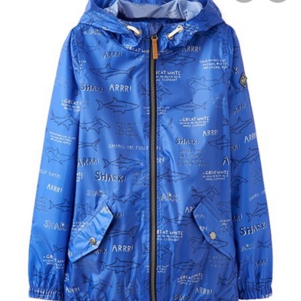 Joules Kids Blue Shark Print Raincoat